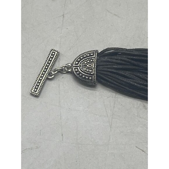 bracelet beaded strings silver color black clear circle 7.5" READ - Picture 6 of 7